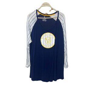 Women's Fanatics Milwaukee Brewers Pinstripe Baseball Tee